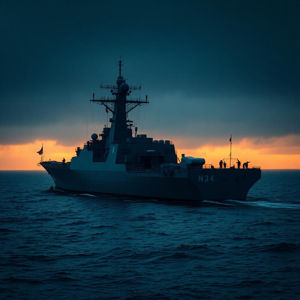 Frégate militaire en mer